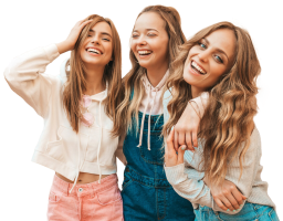 Three girls smiling