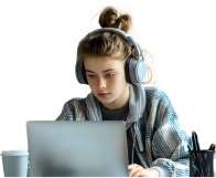 Brunette girl with glasses holding a notebook